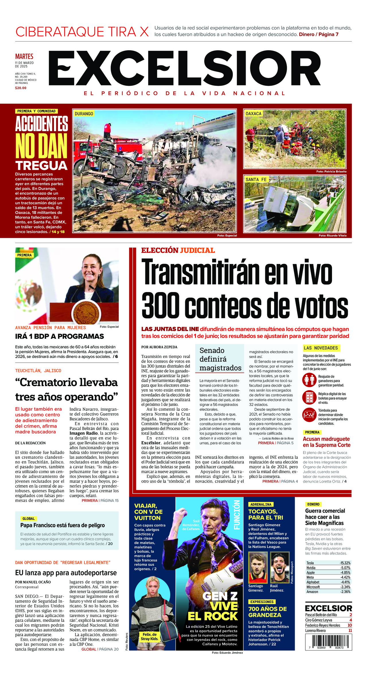 Excelsior, edición del martes 11 de marzo de 2025