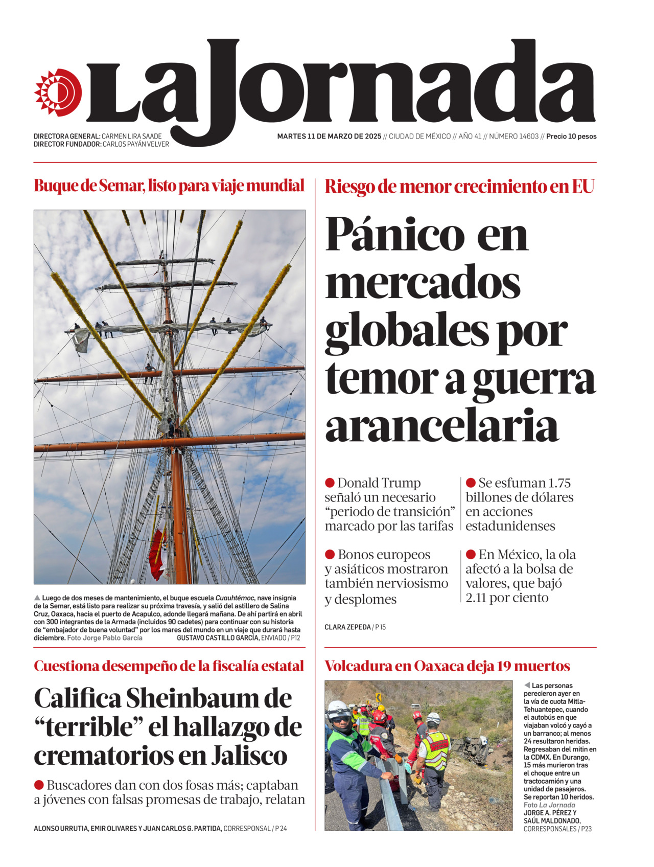 La Jornada, edición del martes 11 de marzo de 2025