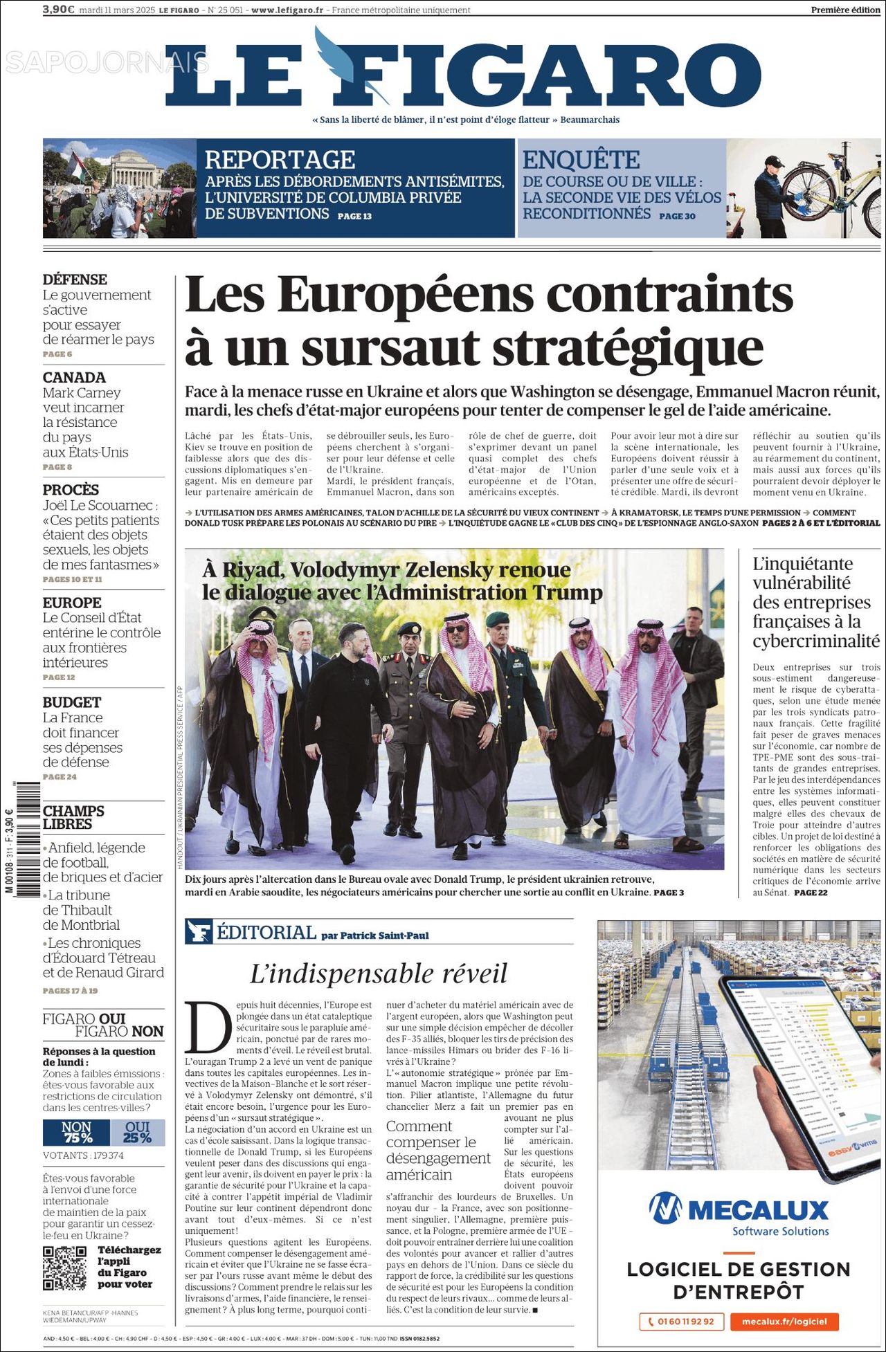 Le Figaro, edición del martes 11 de marzo de 2025