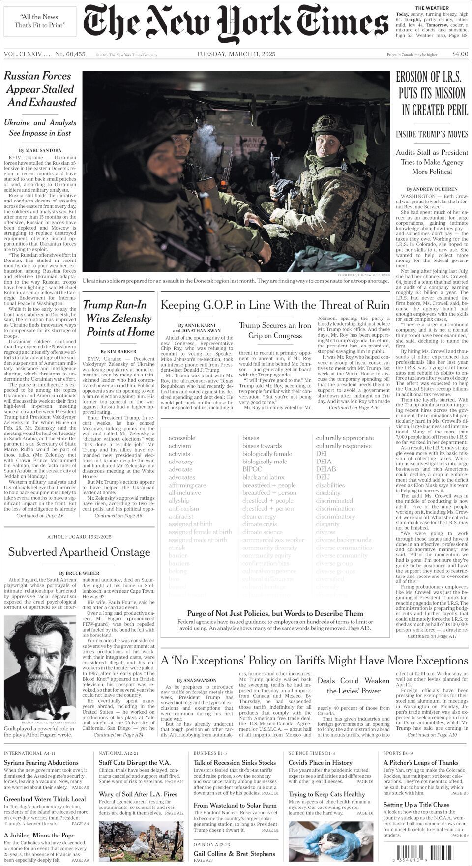 The New York Times, edición del martes 11 de marzo de 2025