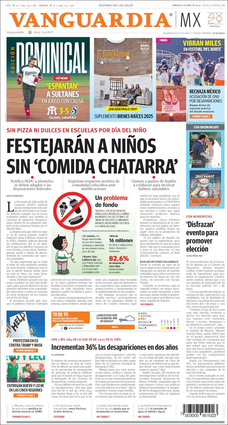 Vanguardia, edición del domingo 06 de abril de 2025