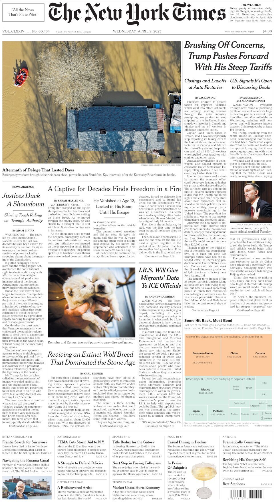 The New York Times, edición del miércoles 09 de abril de 2025
