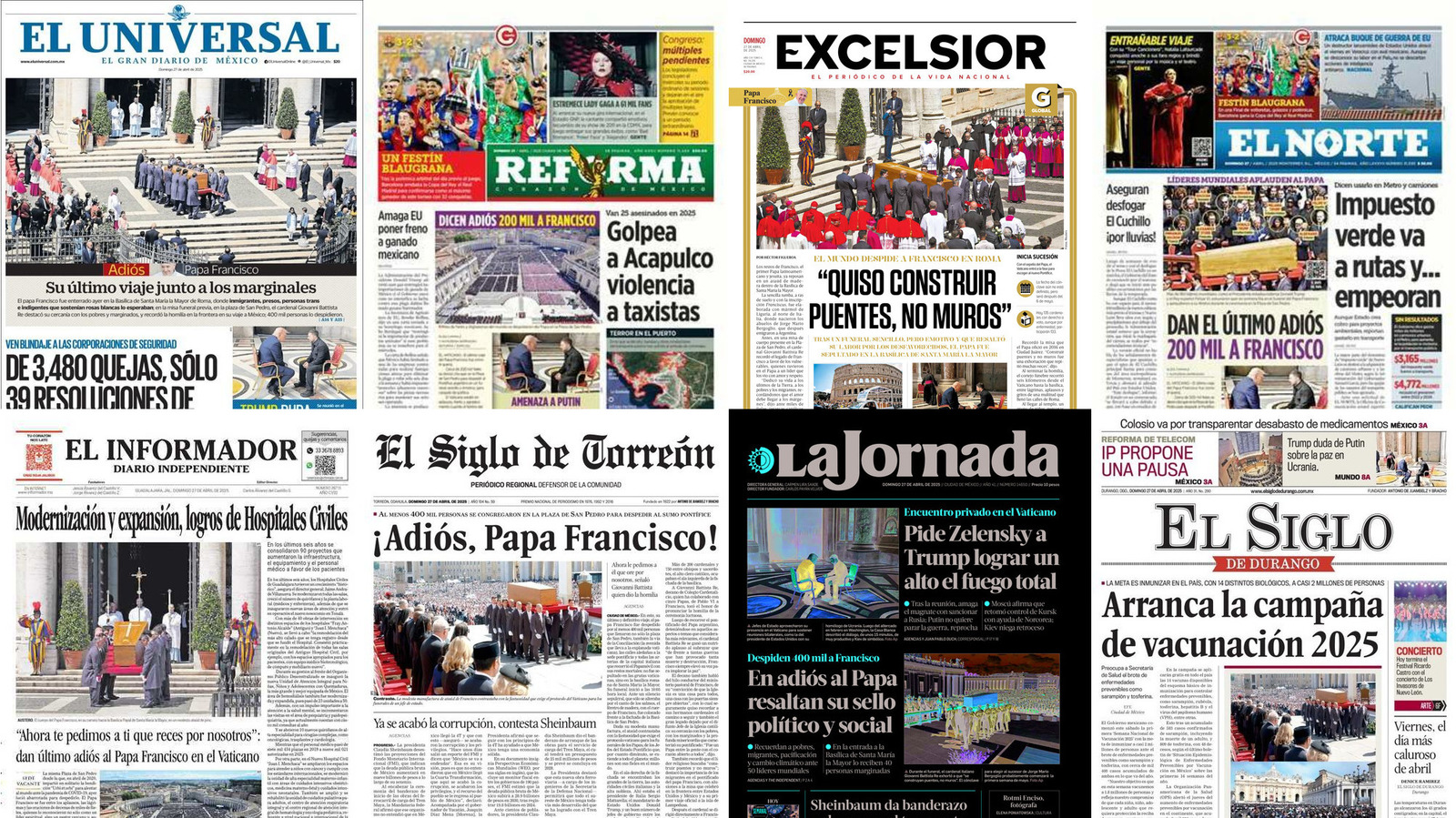 Portadas de periódicos impresos más importantes de México hoy