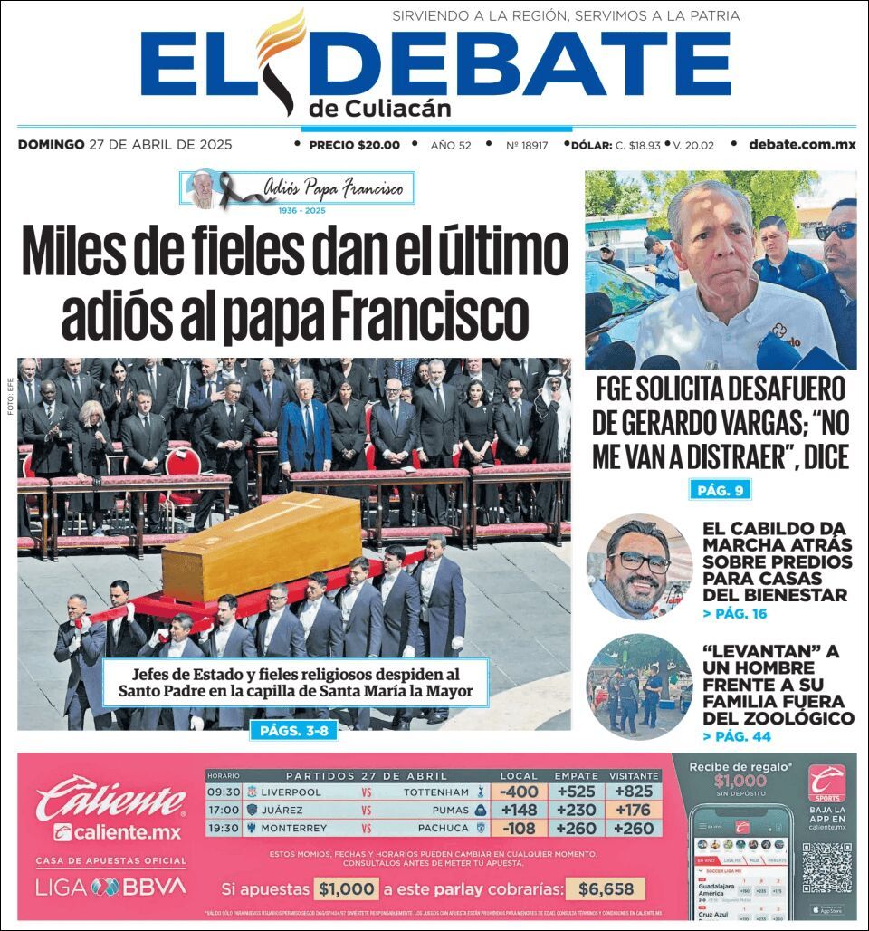 El Debate Culiacán, edición del domingo 27 de abril de 2025 El Debate Culiacán, edición del domingo 27 de abril de 2025