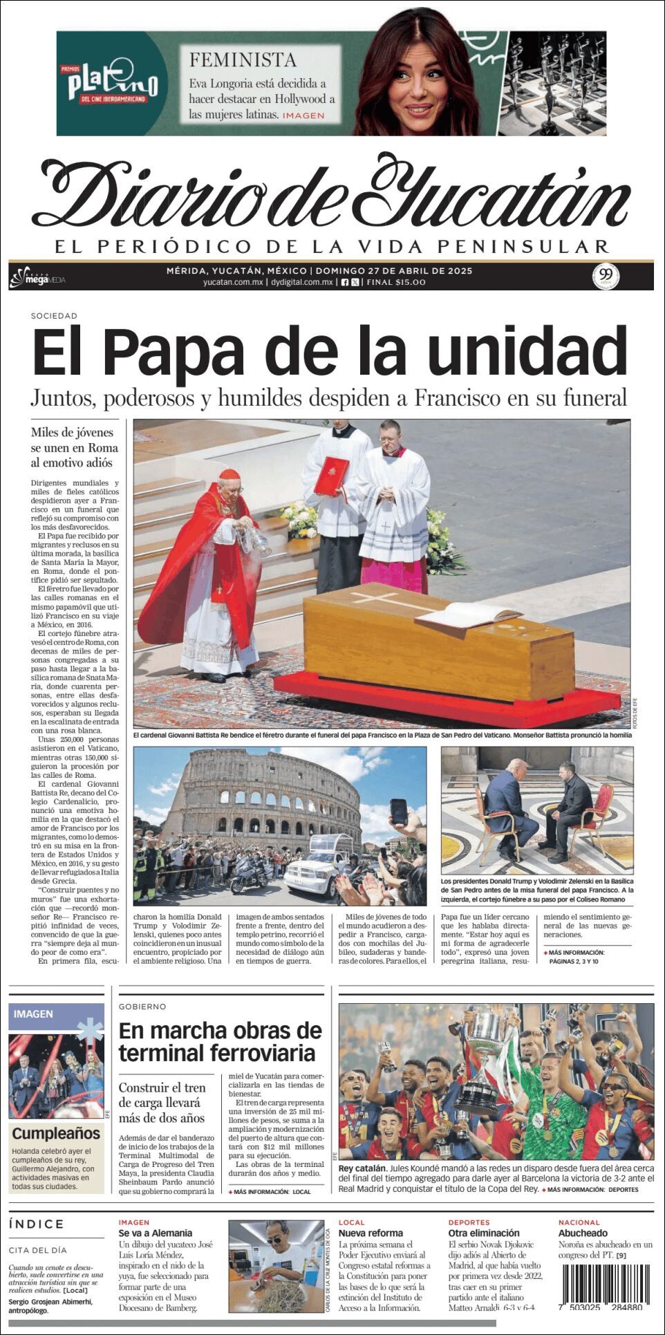El Diario de Yucatán, edición del domingo 27 de abril de 2025 El Diario de Yucatán, edición del domingo 27 de abril de 2025