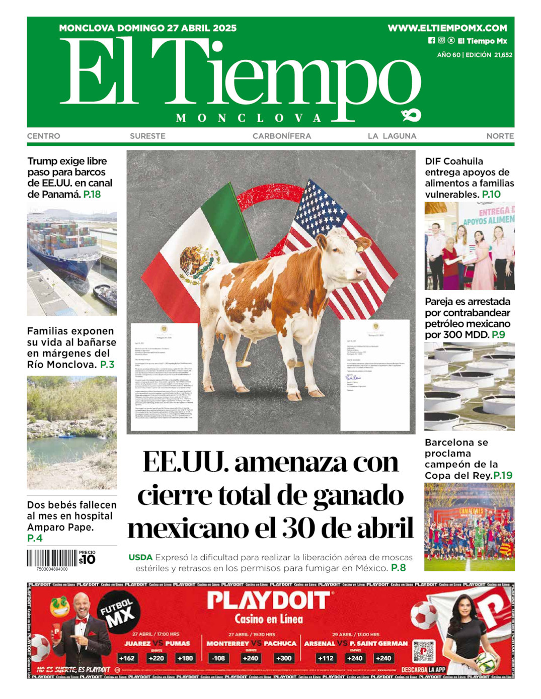 El Tiempo Monclova, edición del domingo 27 de abril de 2025 El Tiempo Monclova, edición del domingo 27 de abril de 2025