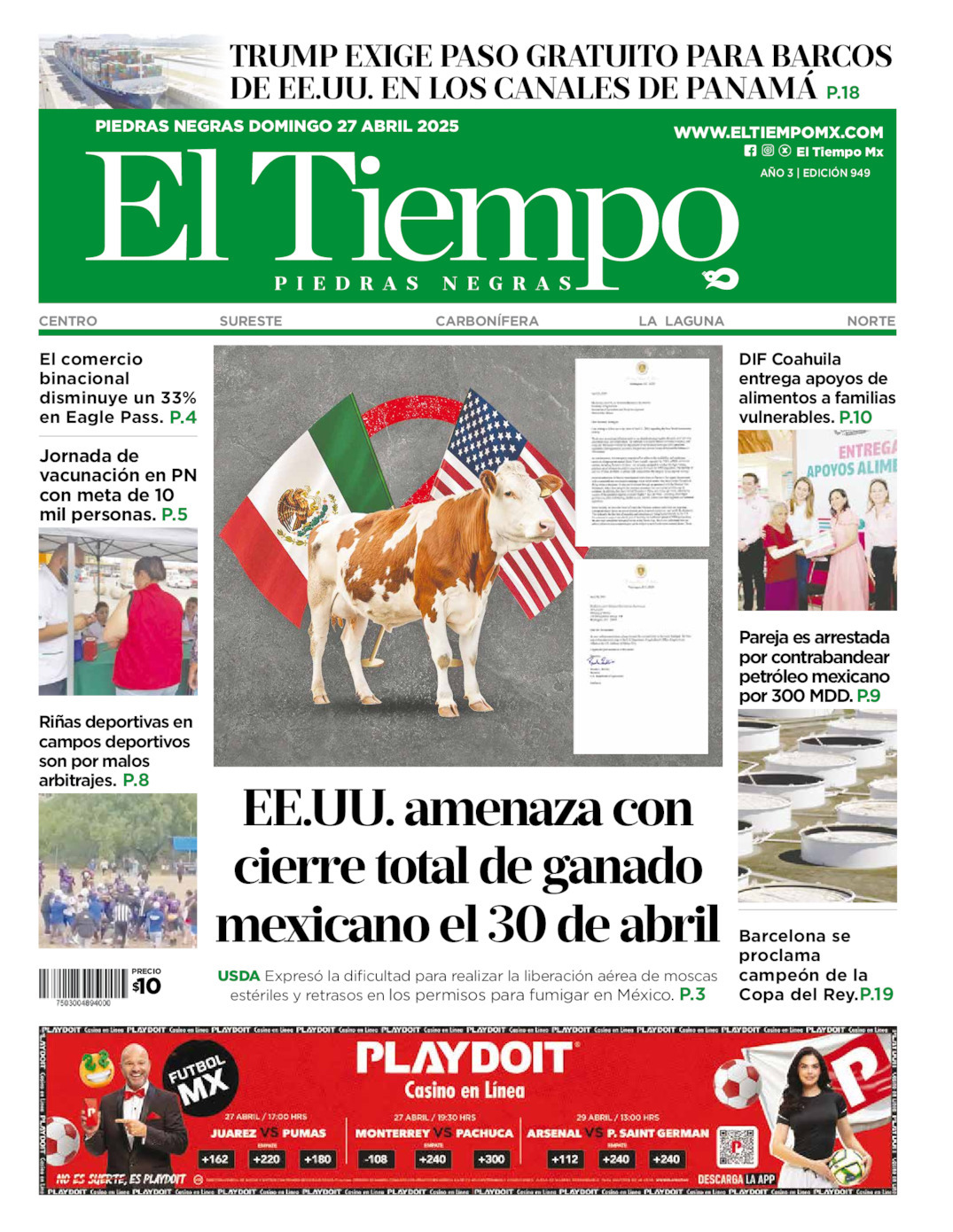 El Tiempo Piedras Negras, edición del domingo 27 de abril de 2025 El Tiempo Piedras Negras, edición del domingo 27 de abril de 2025