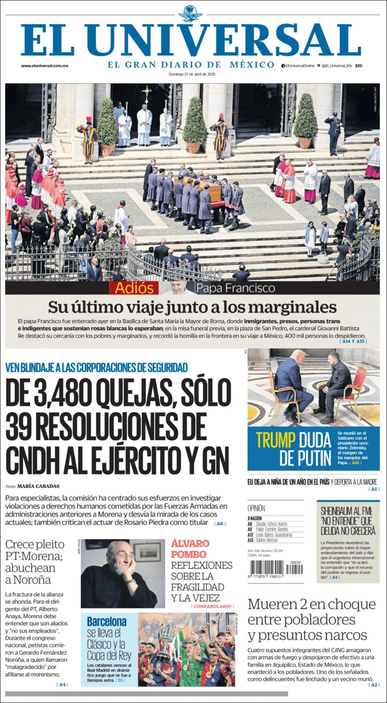 El Universal, edición del domingo 27 de abril de 2025 El Universal, edición del domingo 27 de abril de 2025