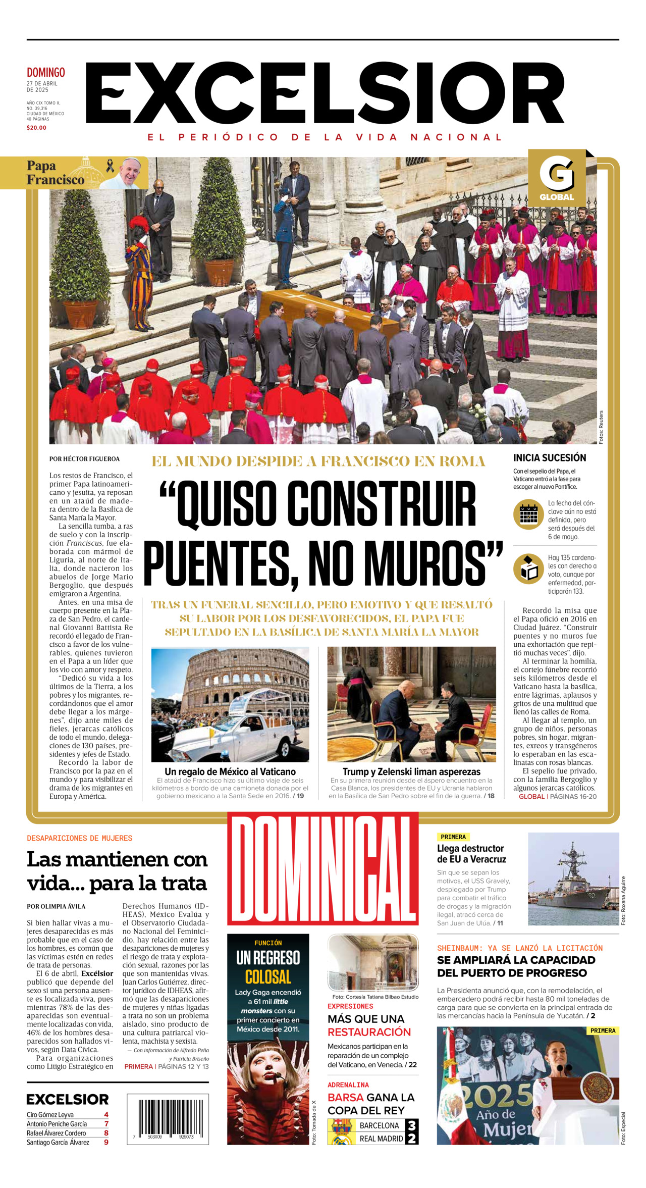 Excelsior, edición del domingo 27 de abril de 2025 Excelsior, edición del domingo 27 de abril de 2025