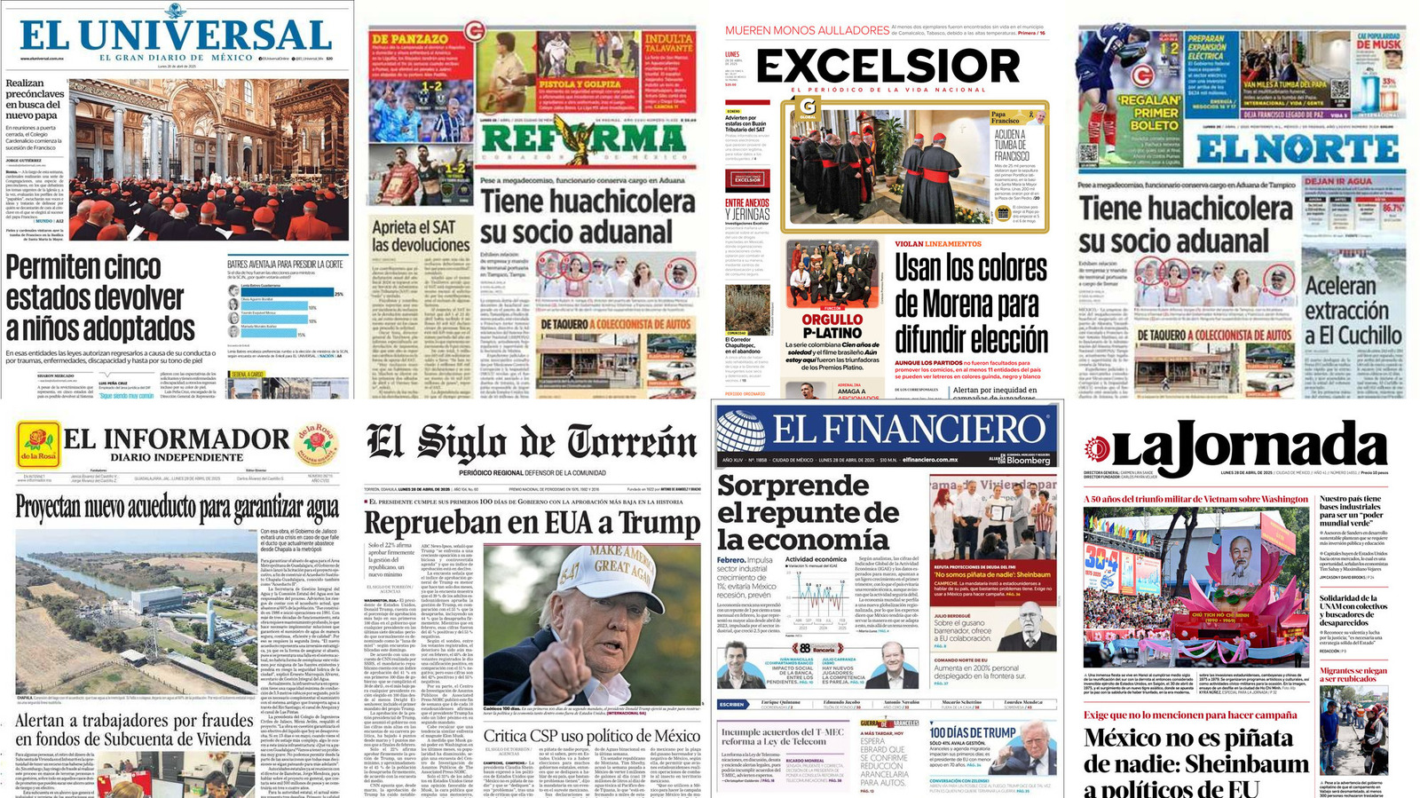 Portadas de periódicos impresos más importantes de México hoy