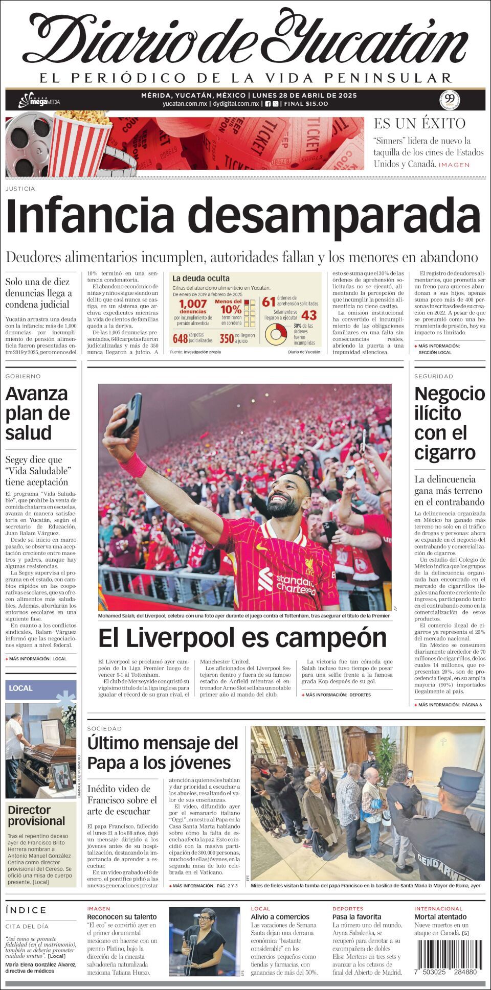 El Diario de Yucatán, edición del lunes 28 de abril de 2025 El Diario de Yucatán, edición del lunes 28 de abril de 2025