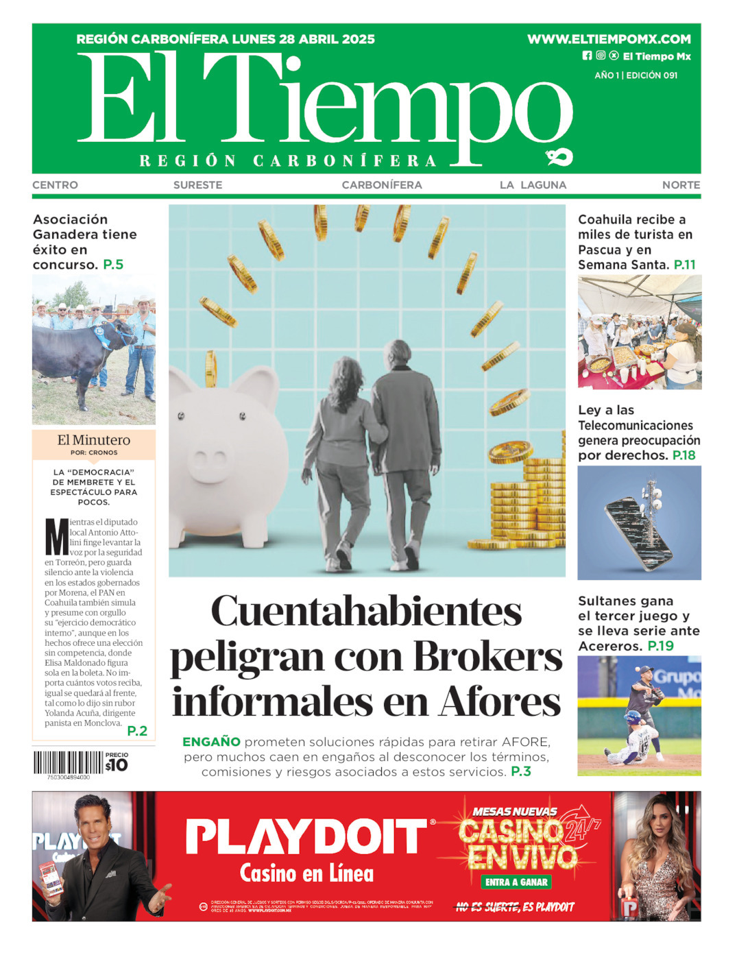 El Tiempo Región Carbonífera, edición del lunes 28 de abril de 2025 El Tiempo Región Carbonífera, edición del lunes 28 de abril de 2025
