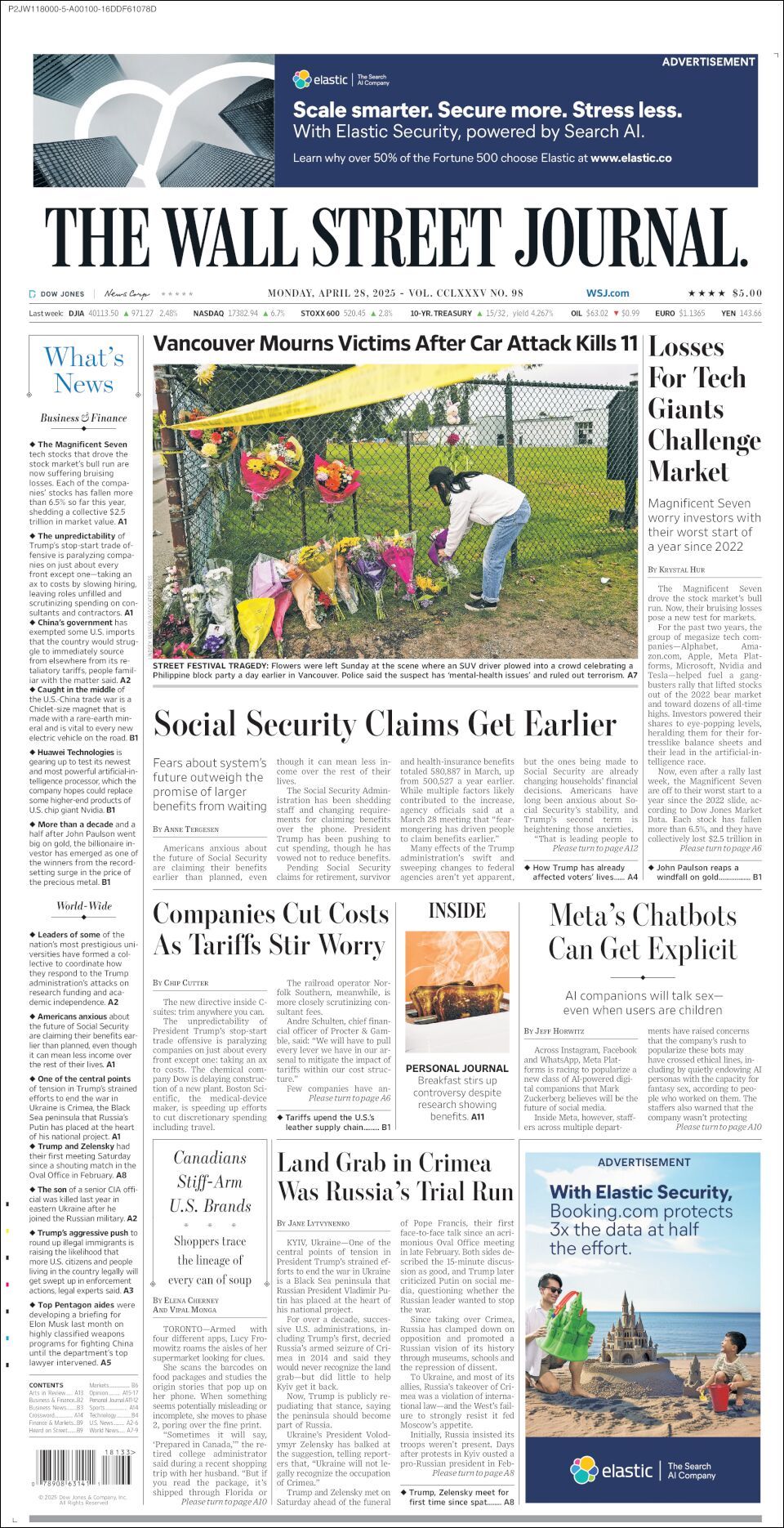 The Wall Street Journal, edición del lunes 28 de abril de 2025 The Wall Street Journal, edición del lunes 28 de abril de 2025