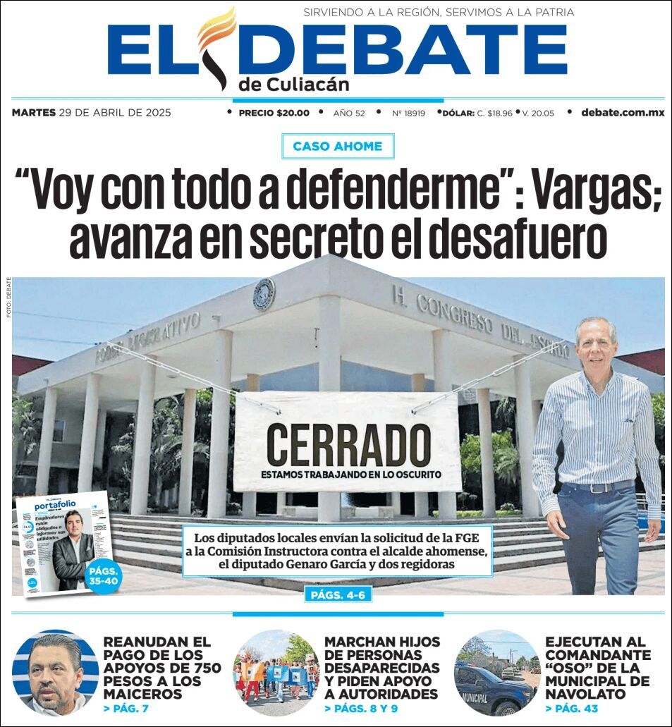 El Debate Culiacán, edición del martes 29 de abril de 2025 El Debate Culiacán, edición del martes 29 de abril de 2025