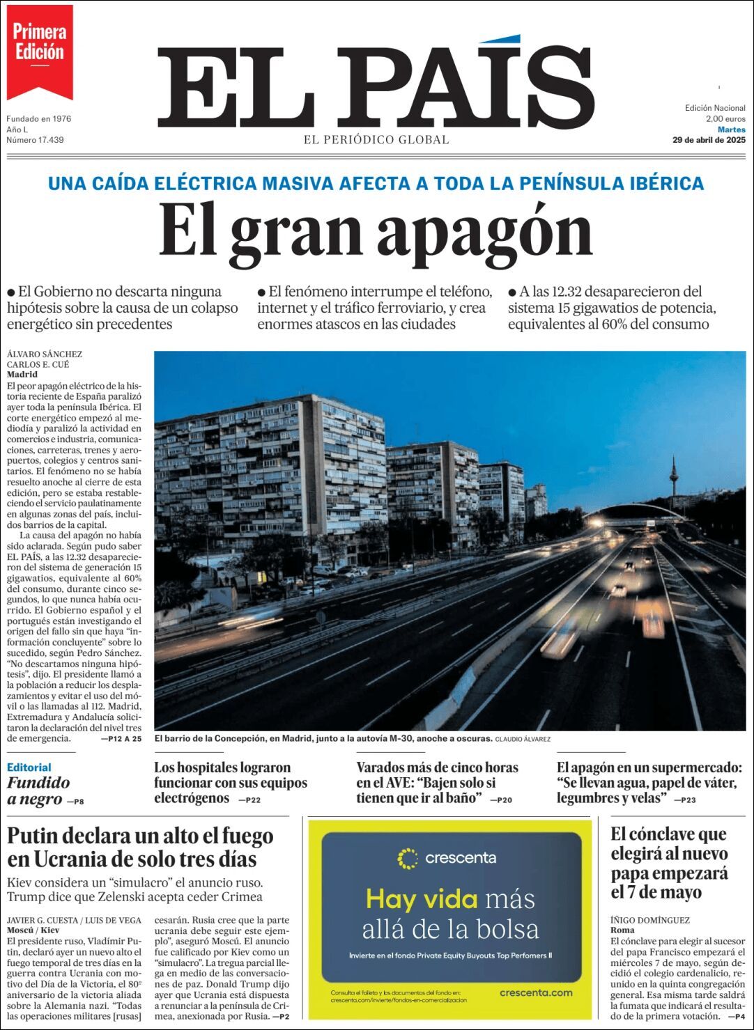 El País, edición del martes 29 de abril de 2025 El País, edición del martes 29 de abril de 2025