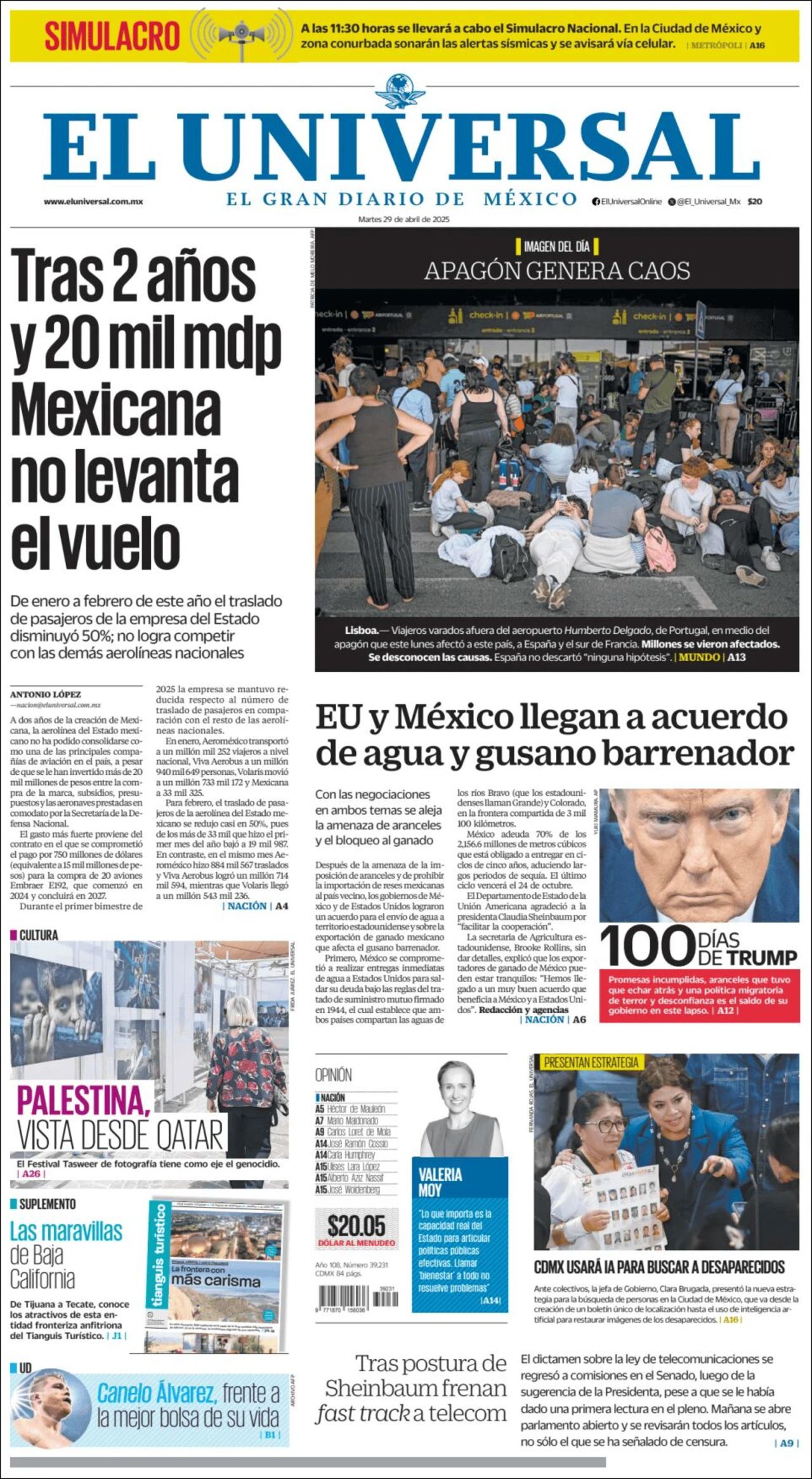 El Universal, edición del martes 29 de abril de 2025 El Universal, edición del martes 29 de abril de 2025