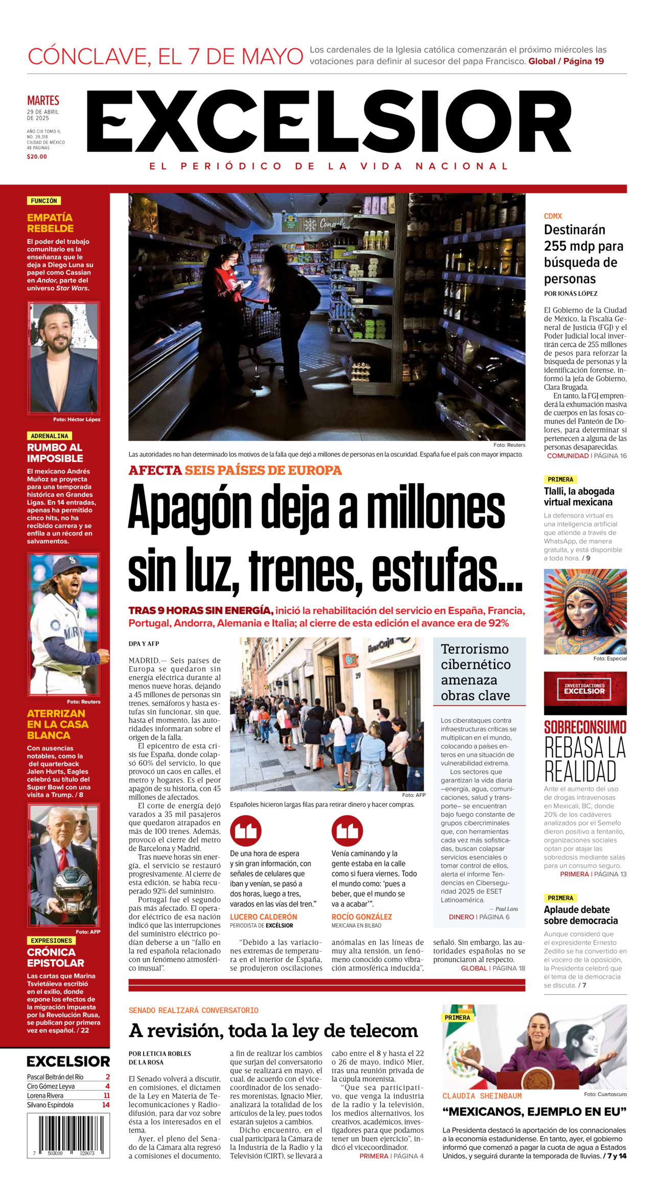 Excelsior, edición del martes 29 de abril de 2025 Excelsior, edición del martes 29 de abril de 2025