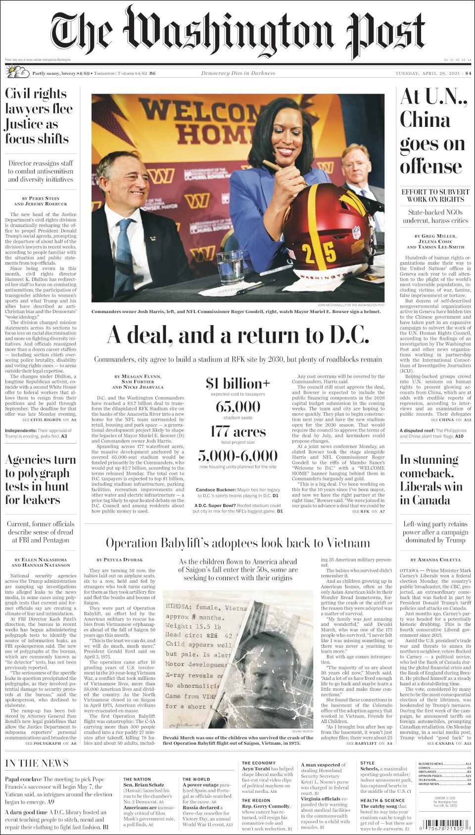 The Washington Post, edición del martes 29 de abril de 2025 The Washington Post, edición del martes 29 de abril de 2025