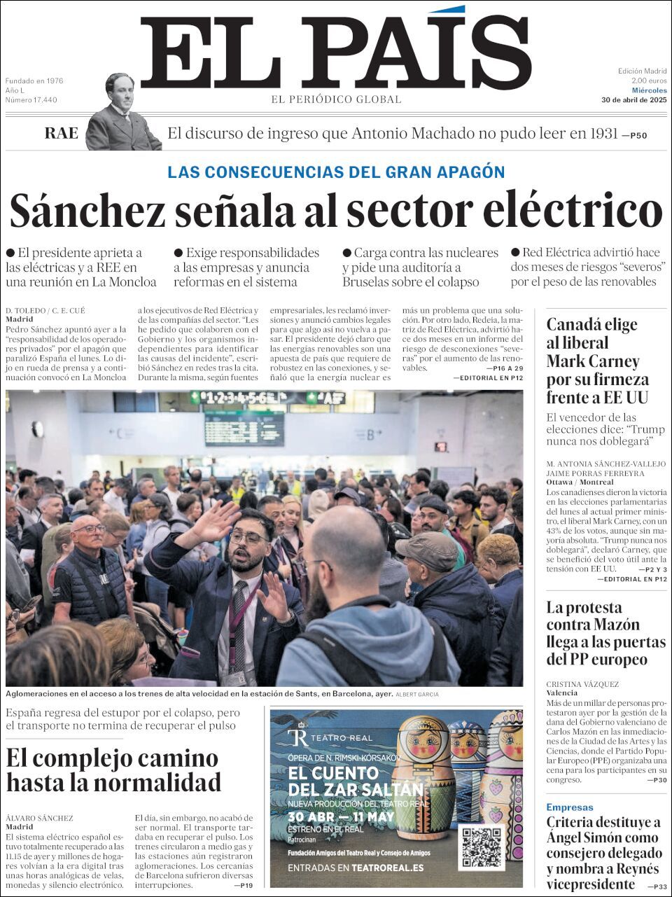 El País, edición del miércoles 30 de abril de 2025 El País, edición del miércoles 30 de abril de 2025