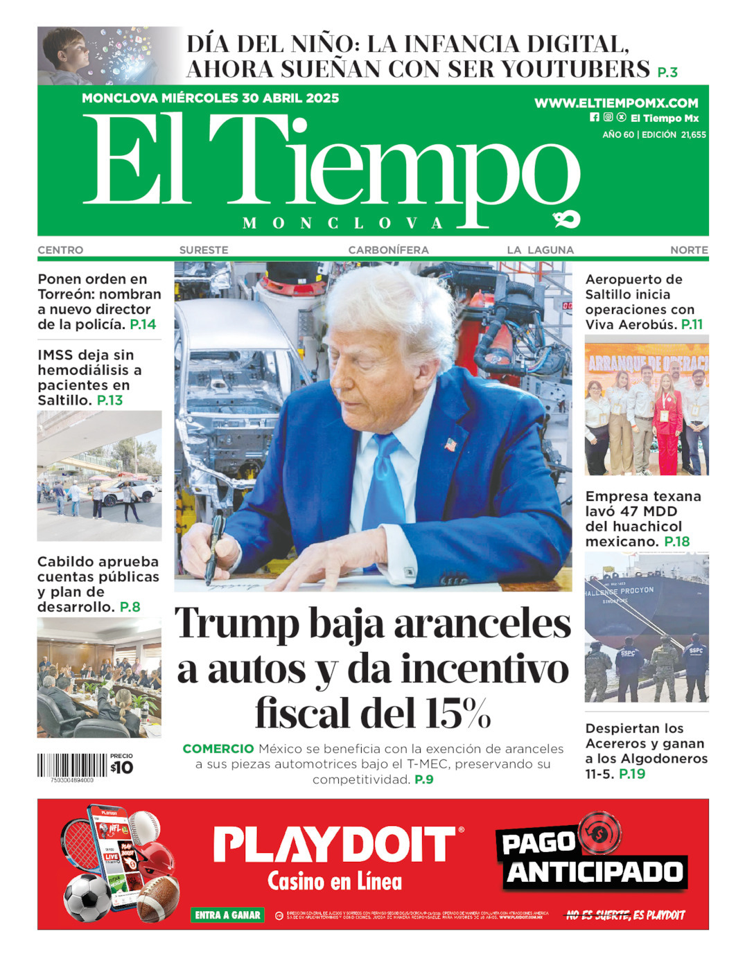 El Tiempo Monclova, edición del miércoles 30 de abril de 2025 El Tiempo Monclova, edición del miércoles 30 de abril de 2025