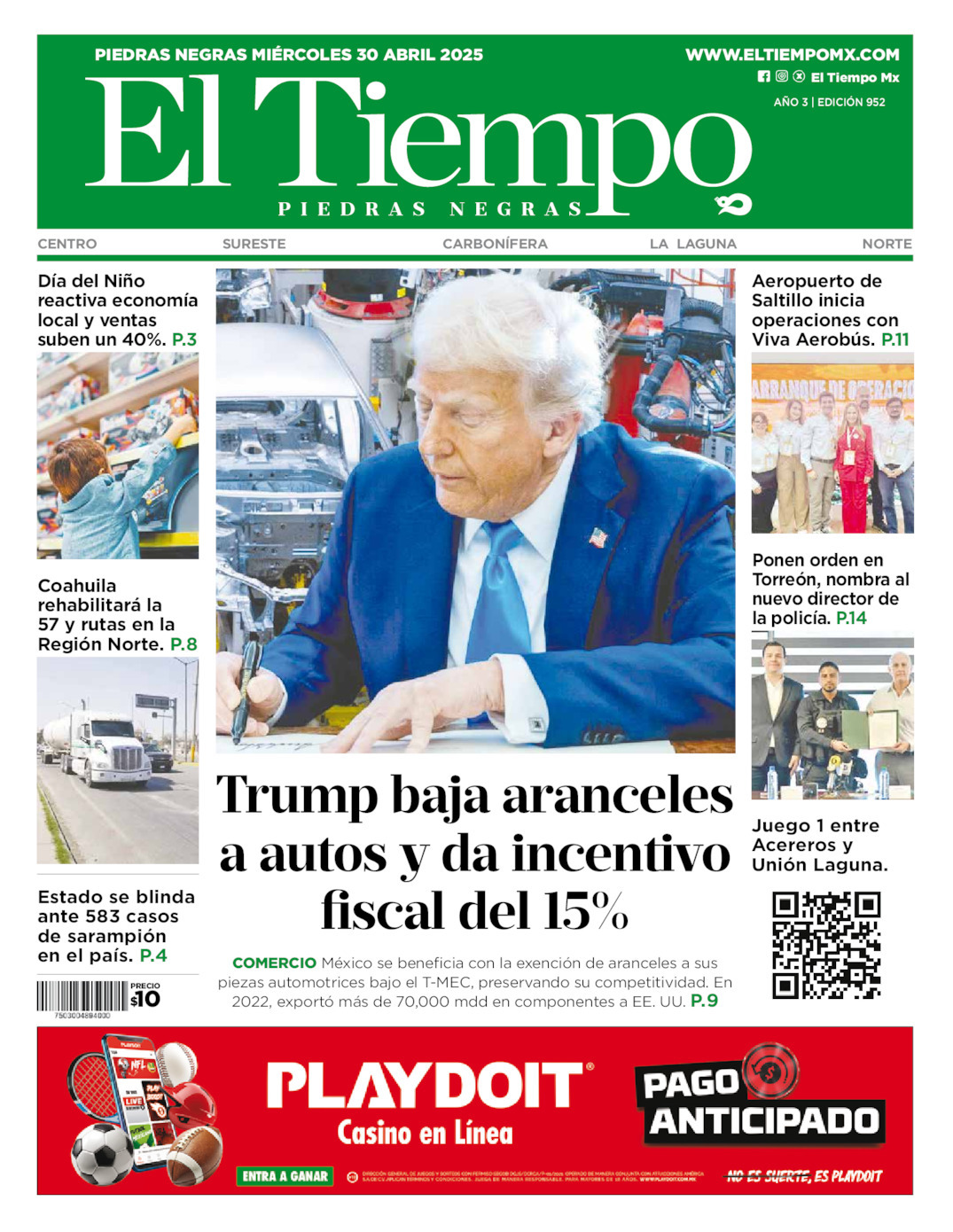 El Tiempo Piedras Negras, edición del miércoles 30 de abril de 2025 El Tiempo Piedras Negras, edición del miércoles 30 de abril de 2025