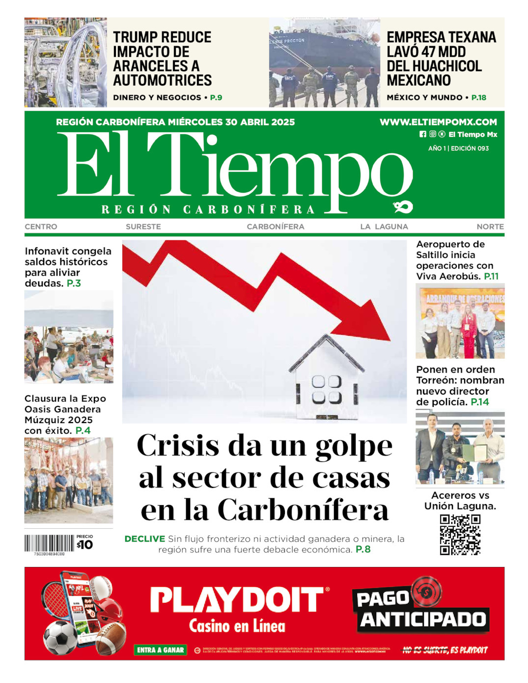 El Tiempo Región Carbonífera, edición del miércoles 30 de abril de 2025 El Tiempo Región Carbonífera, edición del miércoles 30 de abril de 2025