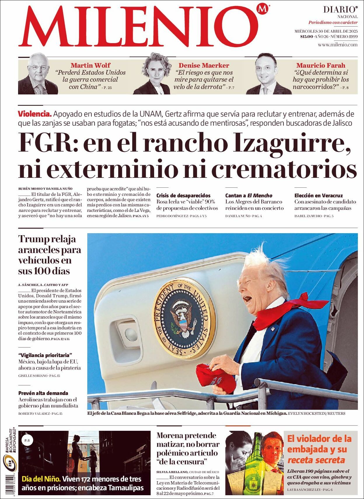 Milenio, edición del miércoles 30 de abril de 2025 Milenio, edición del miércoles 30 de abril de 2025