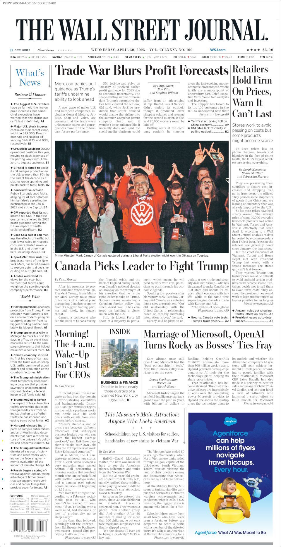 The Wall Street Journal, edición del miércoles 30 de abril de 2025 The Wall Street Journal, edición del miércoles 30 de abril de 2025