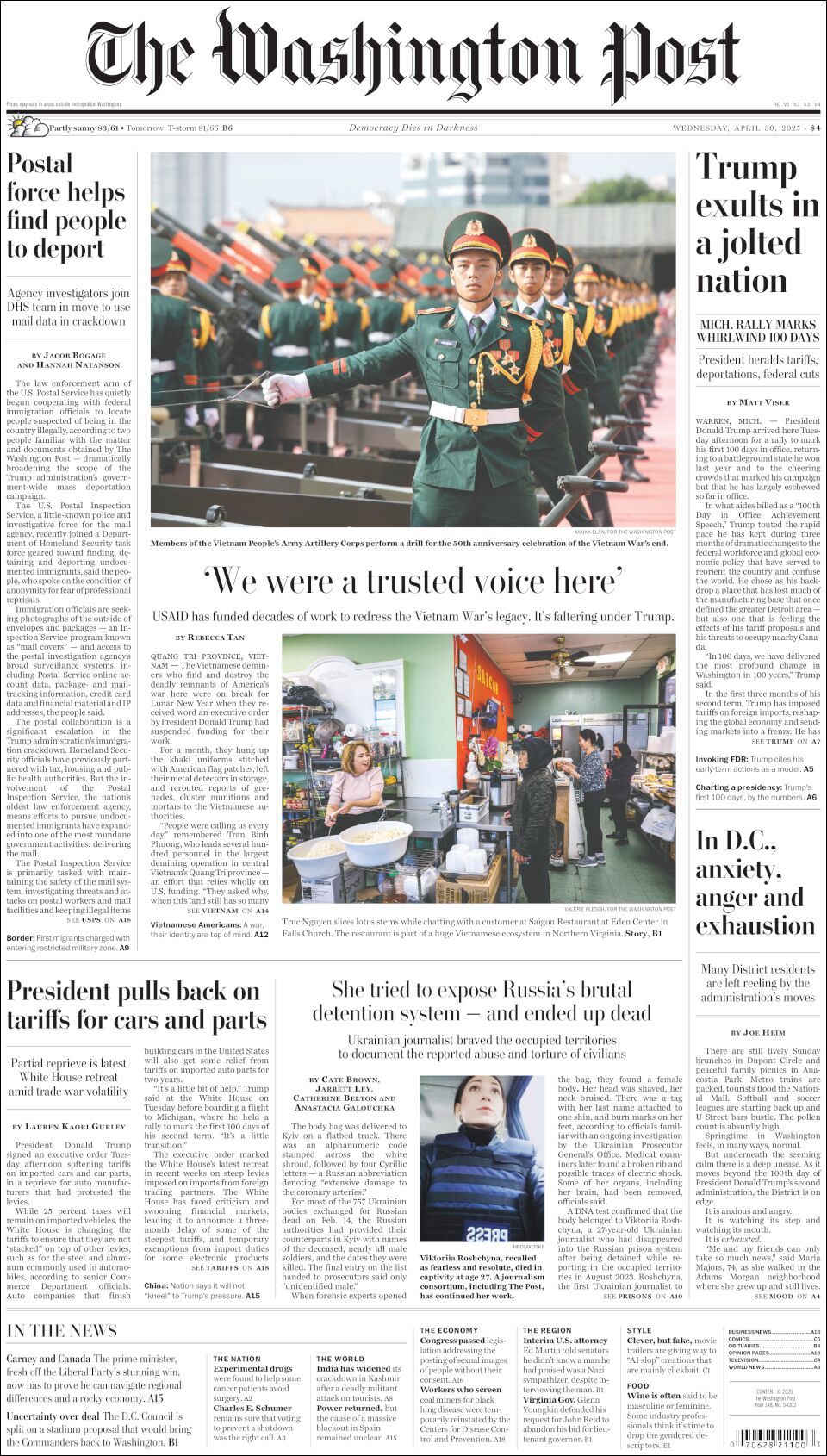 The Washington Post, edición del miércoles 30 de abril de 2025 The Washington Post, edición del miércoles 30 de abril de 2025