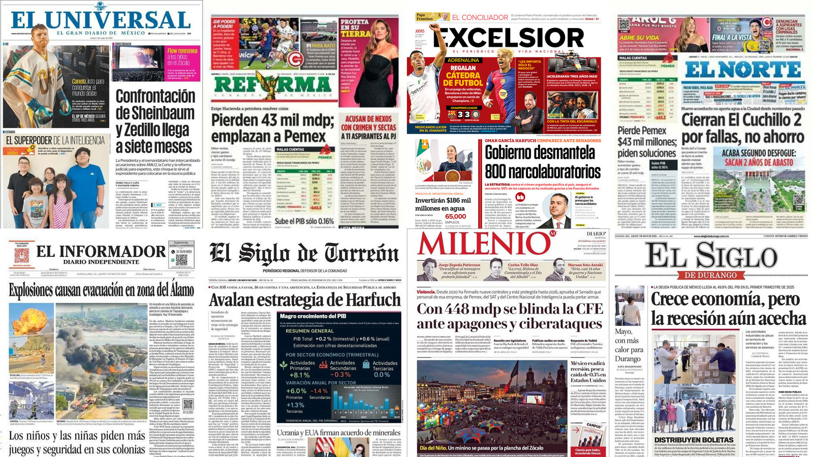 Portadas de periódicos impresos más importantes de México hoy