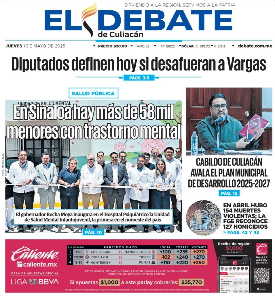 El Debate Culiacán, edición del jueves 01 de mayo de 2025 El Debate Culiacán, edición del jueves 01 de mayo de 2025