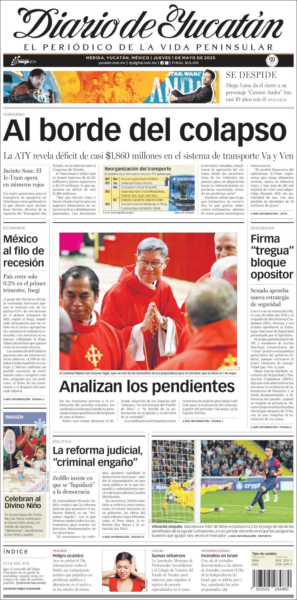 El Diario de Yucatán, edición del jueves 01 de mayo de 2025 El Diario de Yucatán, edición del jueves 01 de mayo de 2025