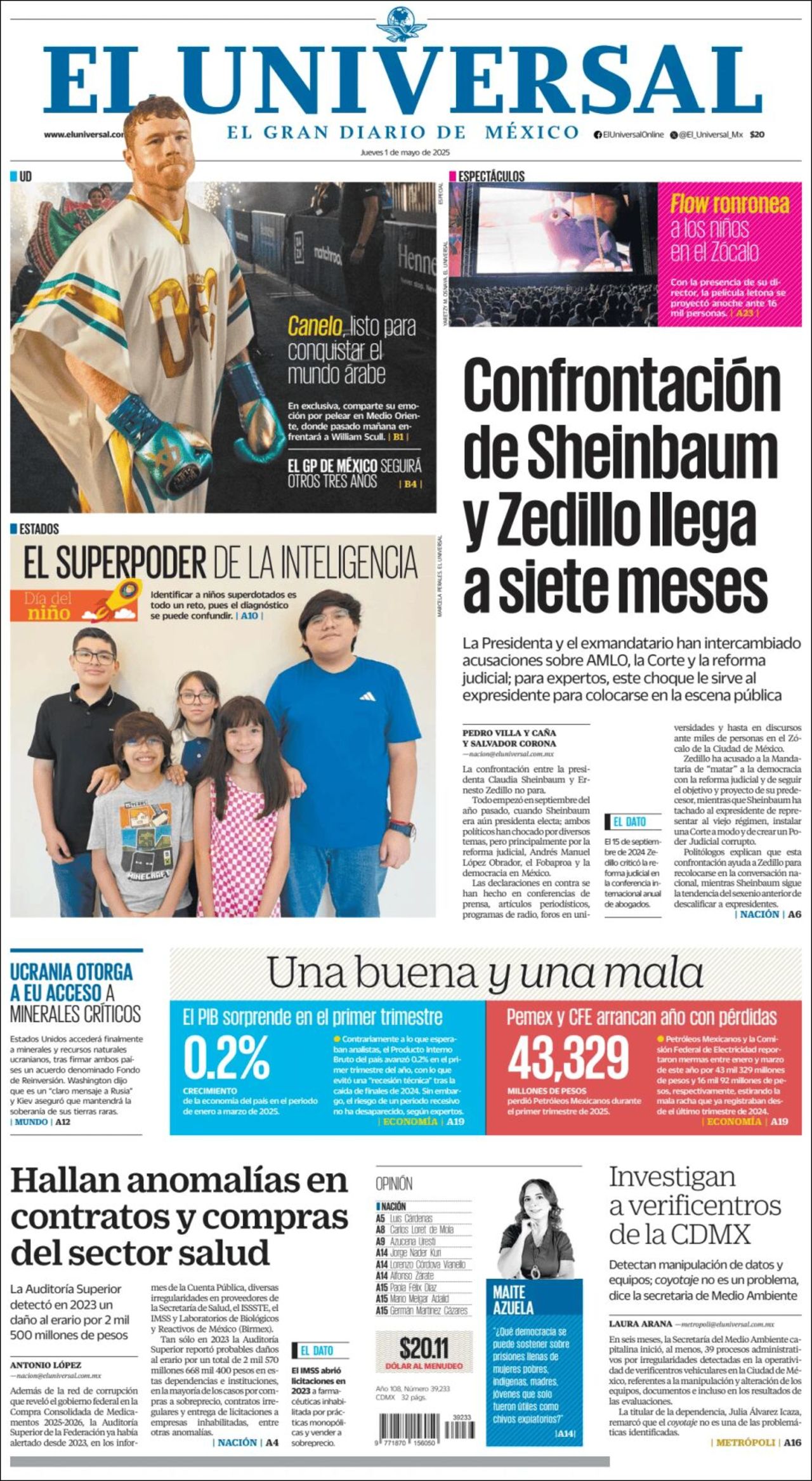 El Universal, edición del jueves 01 de mayo de 2025 El Universal, edición del jueves 01 de mayo de 2025