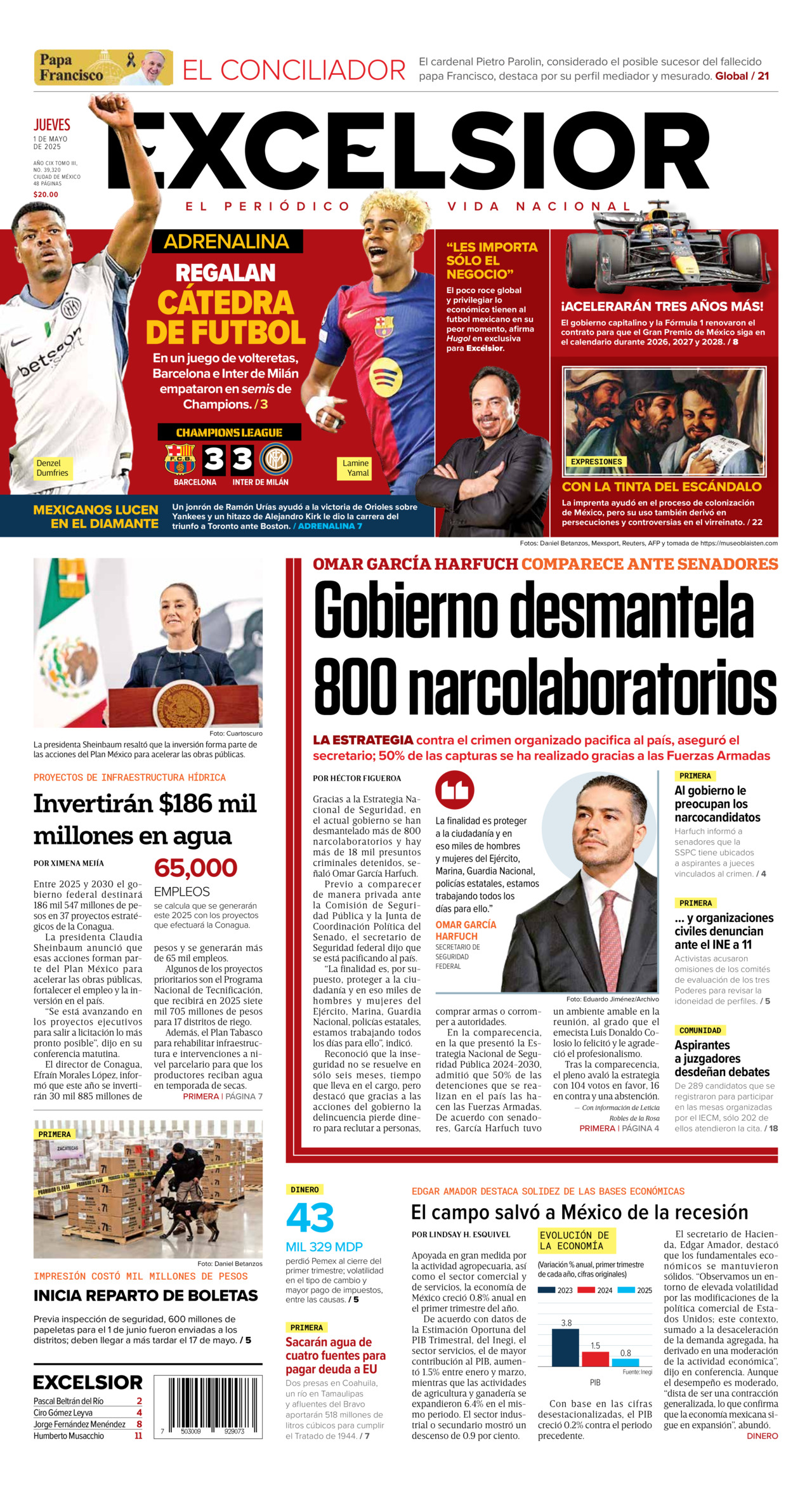 Excelsior, edición del jueves 01 de mayo de 2025 Excelsior, edición del jueves 01 de mayo de 2025
