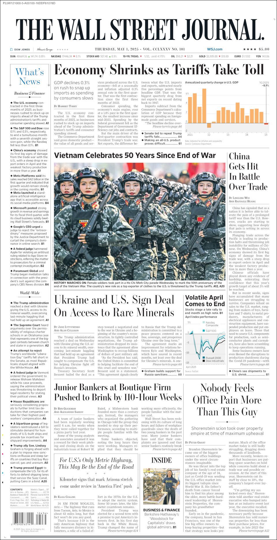 The Wall Street Journal, edición del jueves 01 de mayo de 2025 The Wall Street Journal, edición del jueves 01 de mayo de 2025