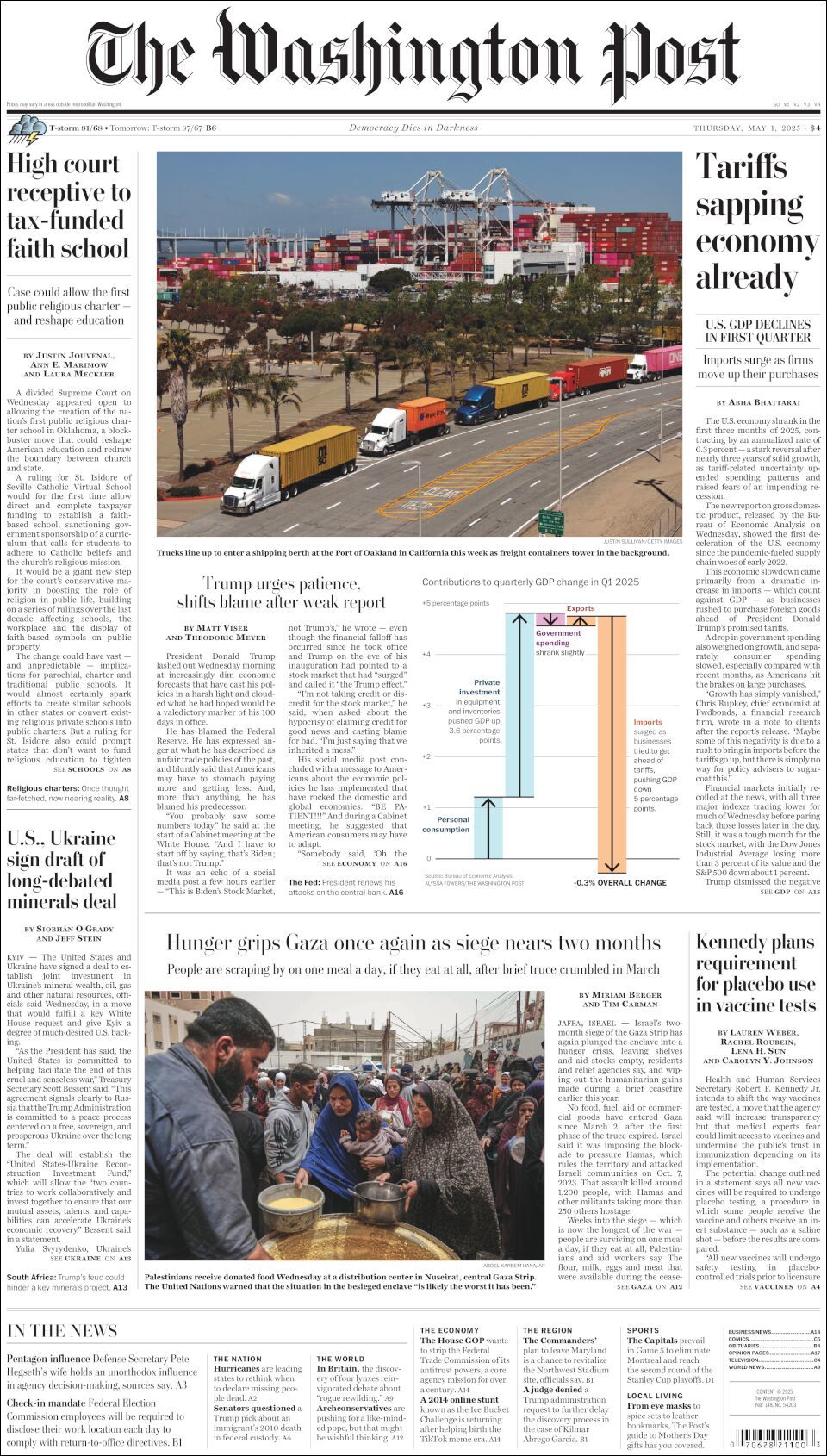 The Washington Post, edición del jueves 01 de mayo de 2025 The Washington Post, edición del jueves 01 de mayo de 2025