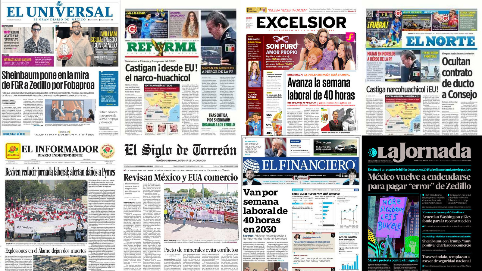 Portadas de periódicos impresos más importantes de México hoy