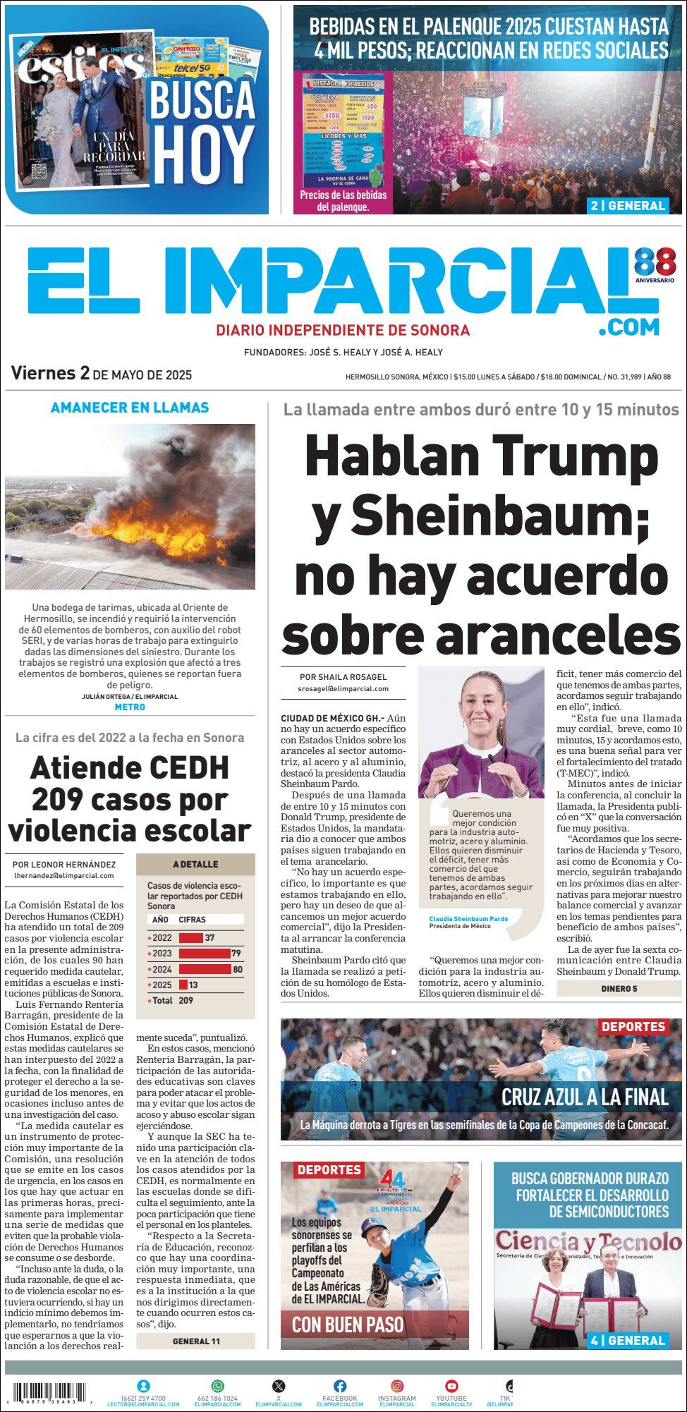 El Imparcial, edición del viernes 02 de mayo de 2025 El Imparcial, edición del viernes 02 de mayo de 2025