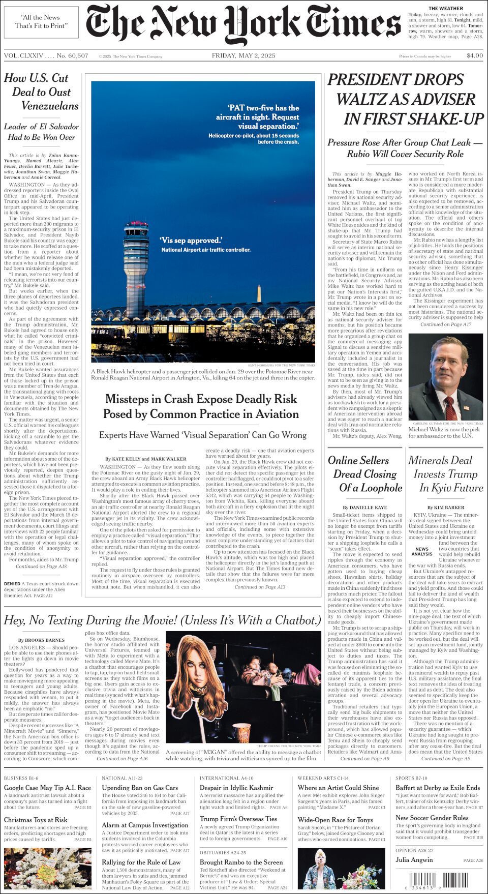 The New York Times, edición del viernes 02 de mayo de 2025 The New York Times, edición del viernes 02 de mayo de 2025