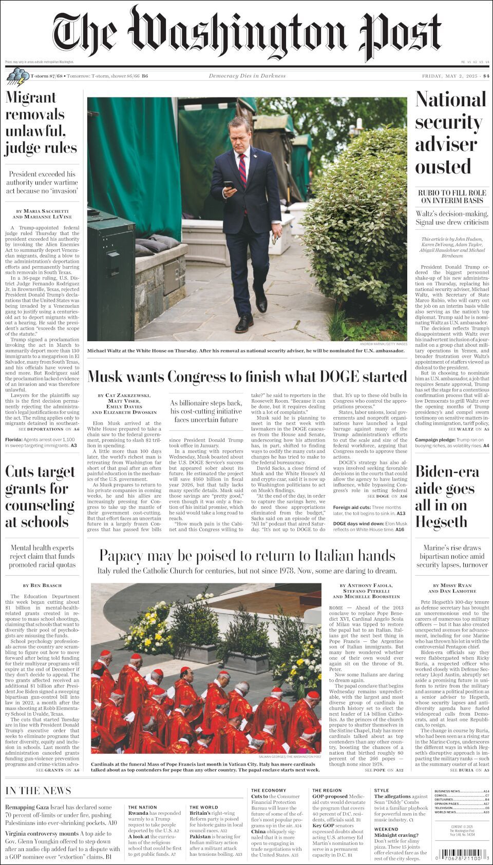 The Washington Post, edición del viernes 02 de mayo de 2025 The Washington Post, edición del viernes 02 de mayo de 2025