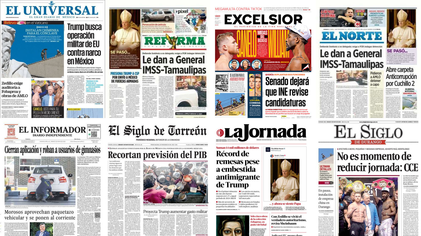 Portadas de periódicos impresos más importantes de México hoy
