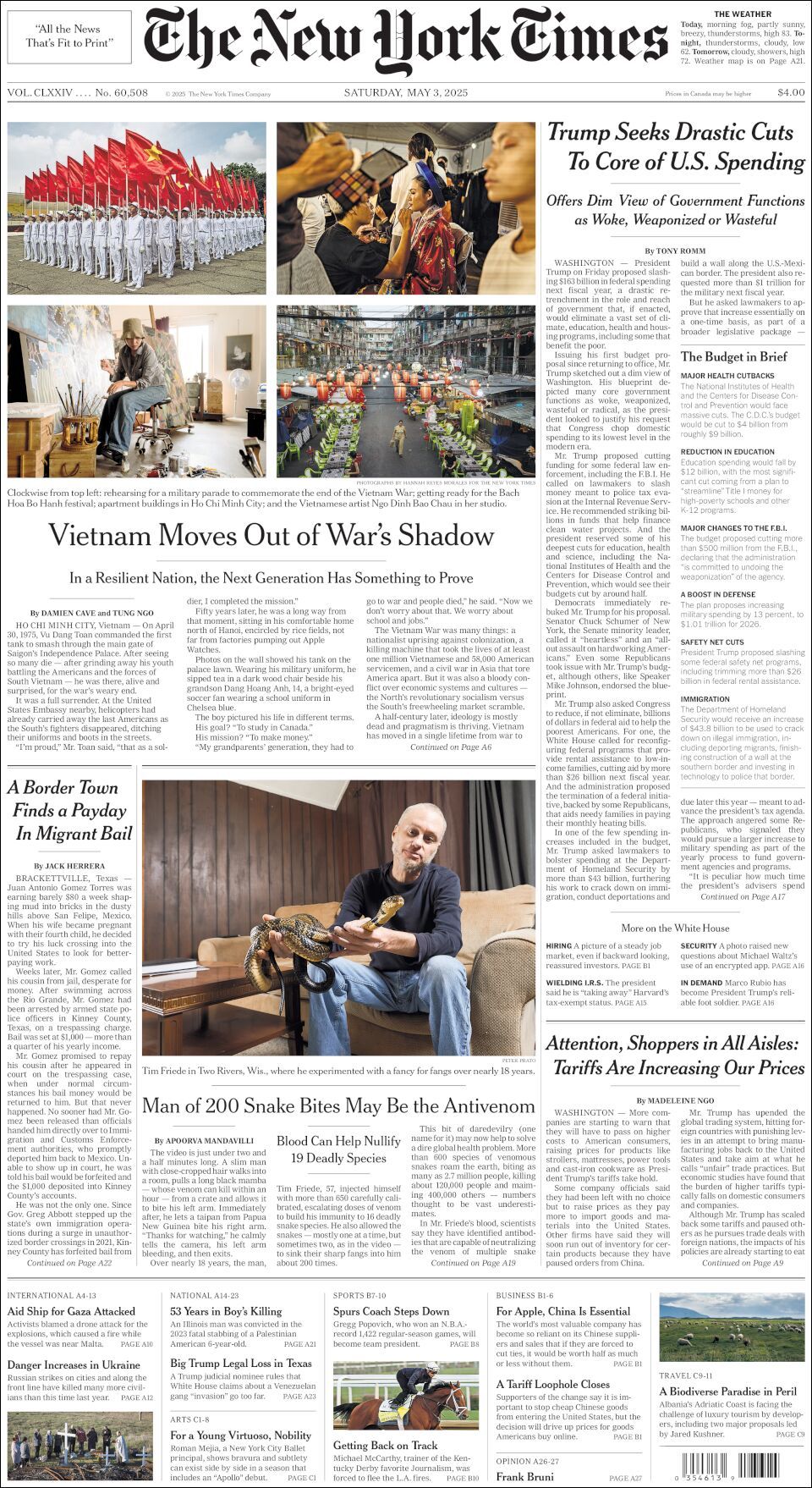 The New York Times, edición del sábado 03 de mayo de 2025 The New York Times, edición del sábado 03 de mayo de 2025