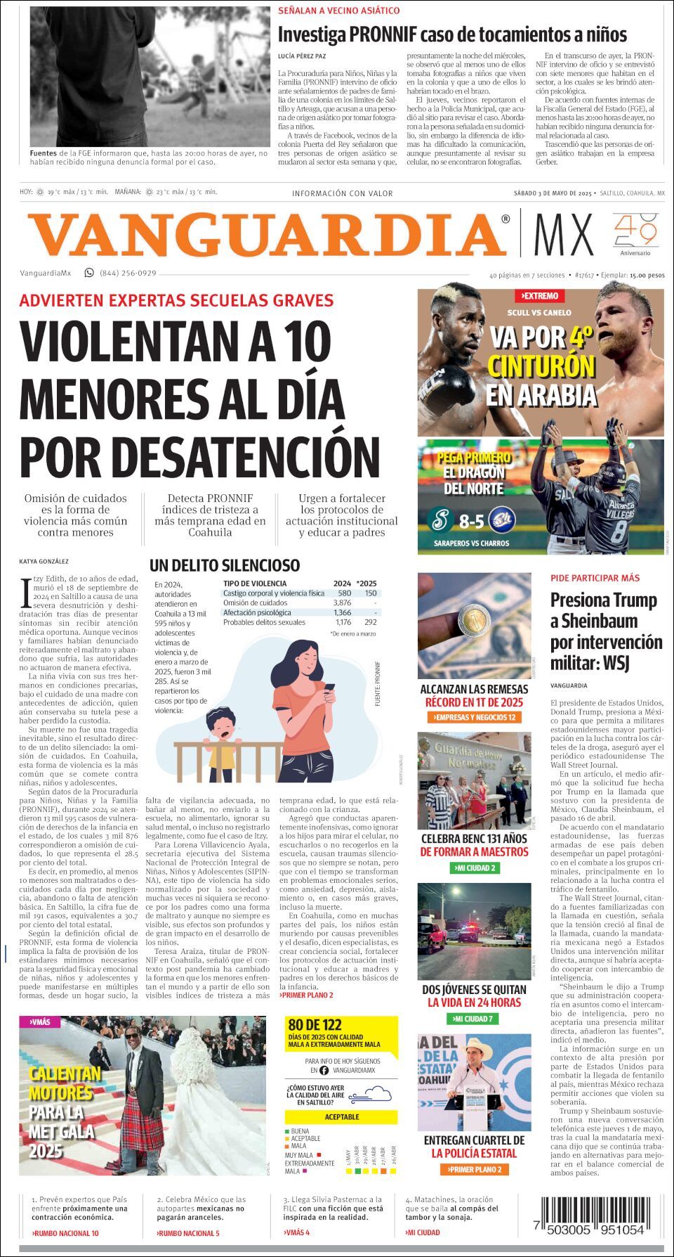 Vanguardia, edición del sábado 03 de mayo de 2025 Vanguardia, edición del sábado 03 de mayo de 2025