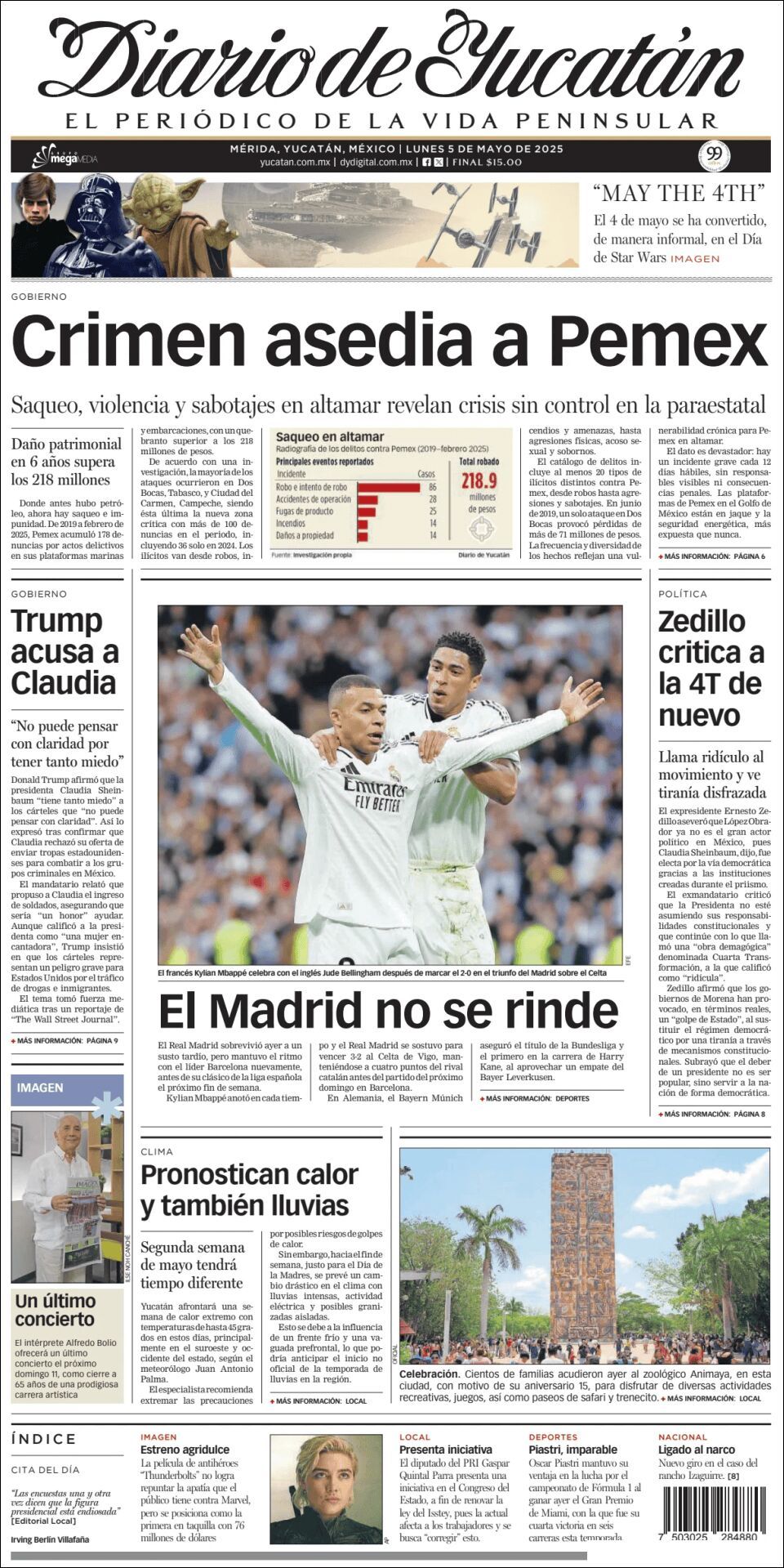 El Diario de Yucatán, edición del lunes 05 de mayo de 2025 El Diario de Yucatán, edición del lunes 05 de mayo de 2025