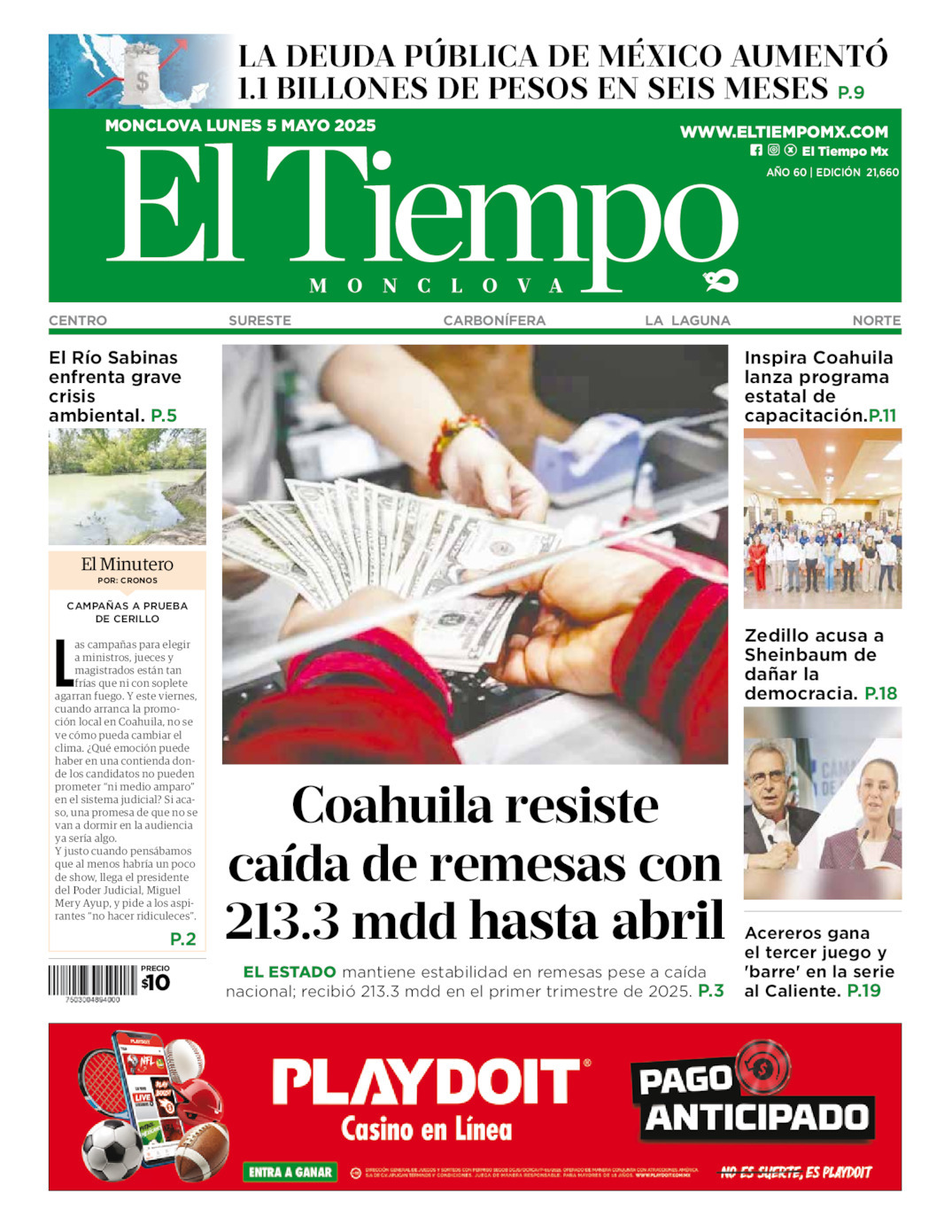 El Tiempo Monclova, edición del lunes 05 de mayo de 2025 El Tiempo Monclova, edición del lunes 05 de mayo de 2025