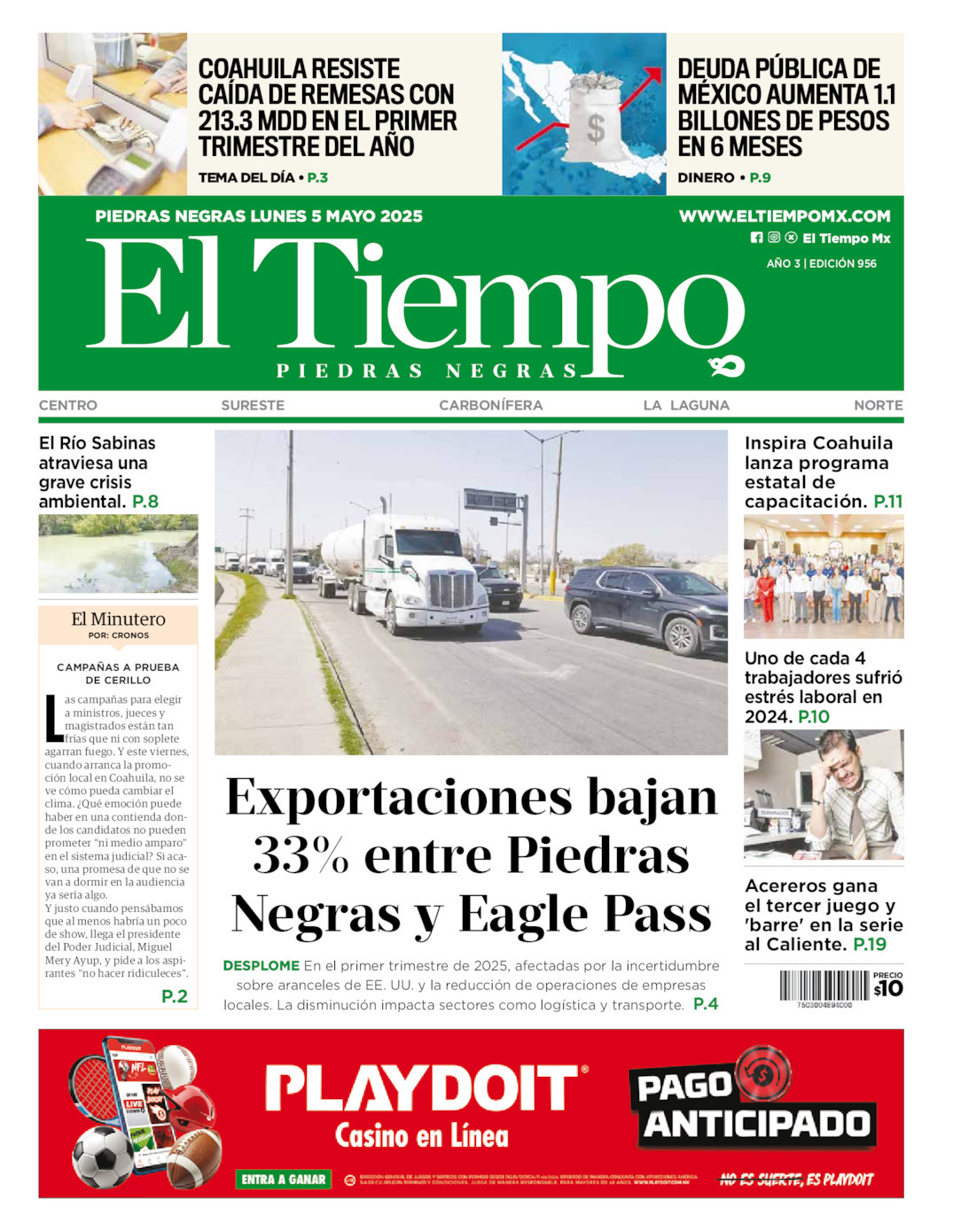 El Tiempo Piedras Negras, edición del lunes 05 de mayo de 2025 El Tiempo Piedras Negras, edición del lunes 05 de mayo de 2025