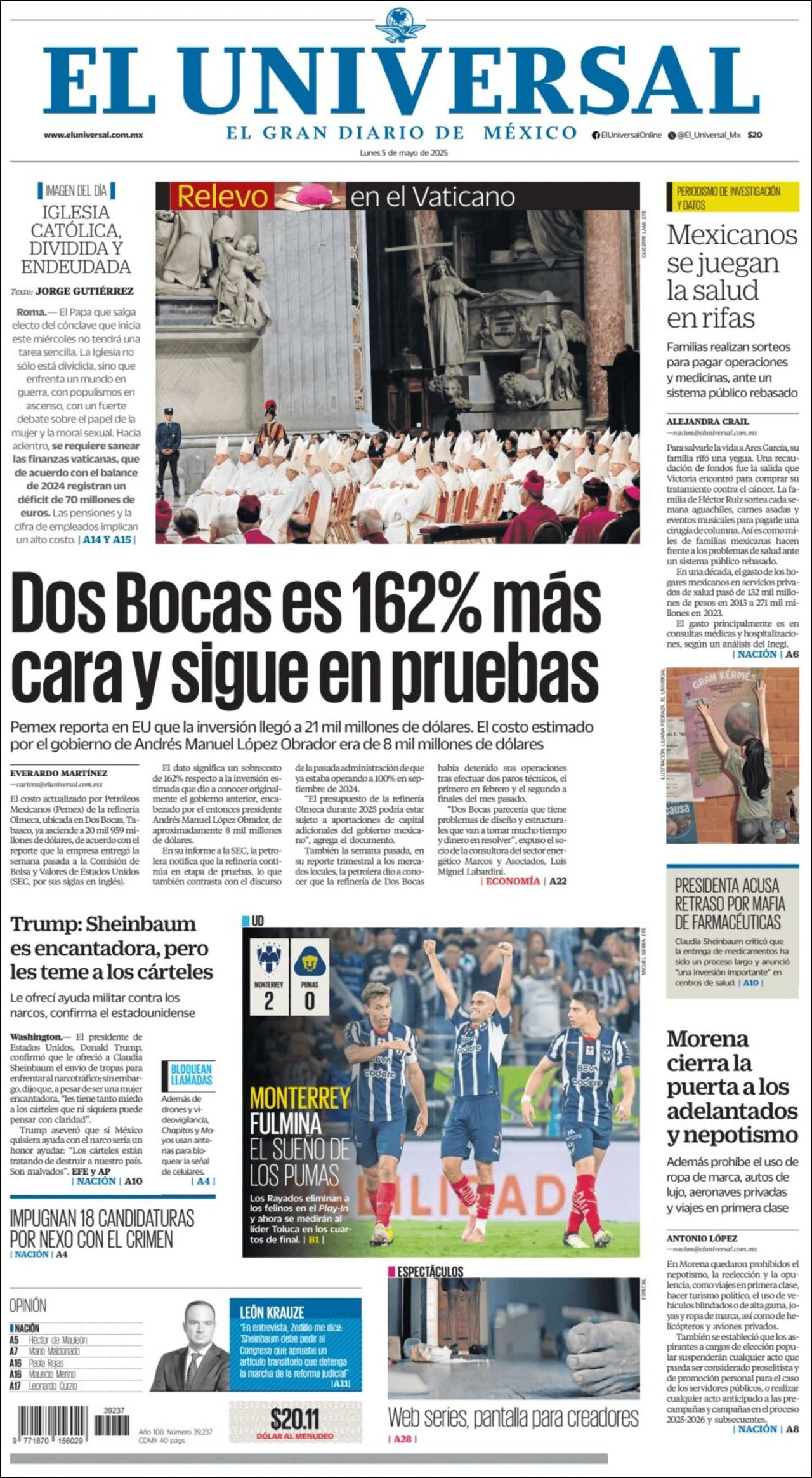 El Universal, edición del lunes 05 de mayo de 2025 El Universal, edición del lunes 05 de mayo de 2025