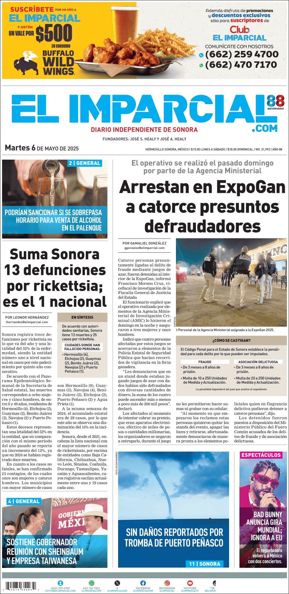 El Imparcial, edición del martes 06 de mayo de 2025 El Imparcial, edición del martes 06 de mayo de 2025
