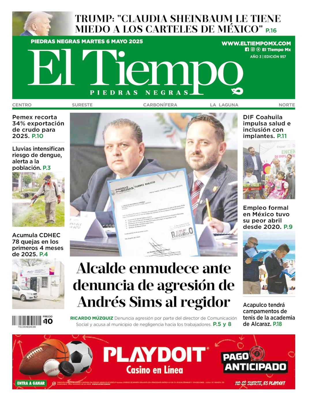 El Tiempo Piedras Negras, edición del martes 06 de mayo de 2025 El Tiempo Piedras Negras, edición del martes 06 de mayo de 2025