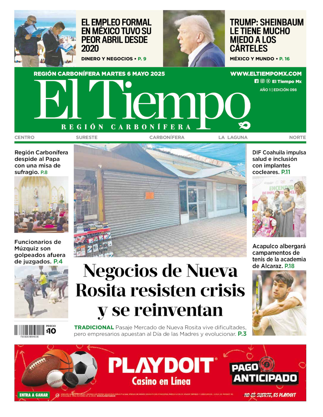 El Tiempo Región Carbonífera, edición del martes 06 de mayo de 2025 El Tiempo Región Carbonífera, edición del martes 06 de mayo de 2025